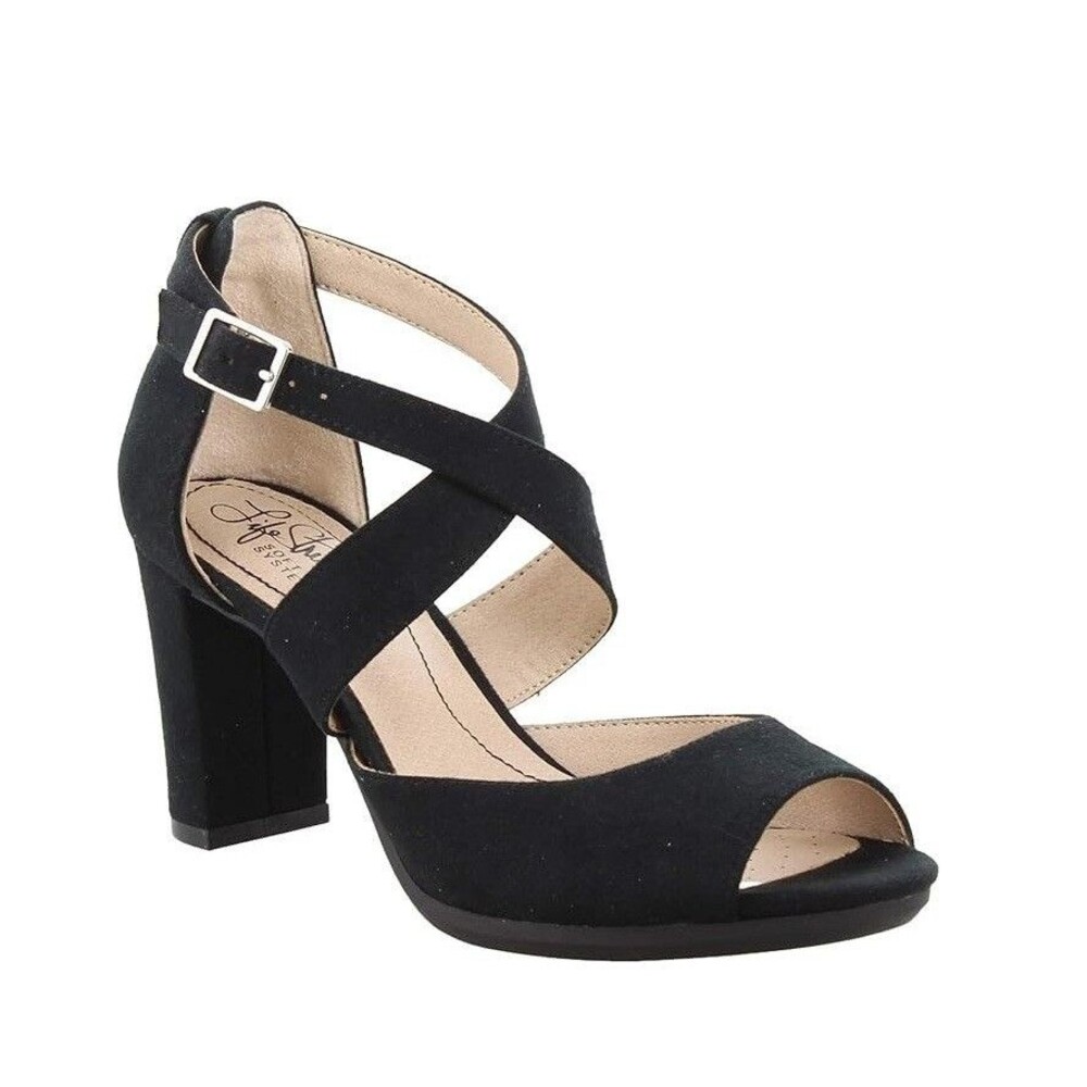 Life Stride Womens 7.5 M Black Allison Strappy Dress Sandals NIB RA6